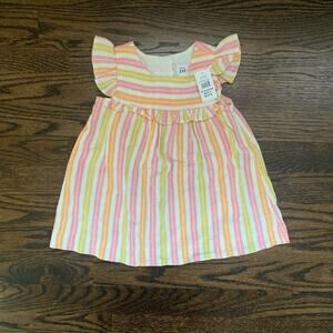 NWT Gap Striped Pink, Orange and Yellow Dress | 12-18 Months